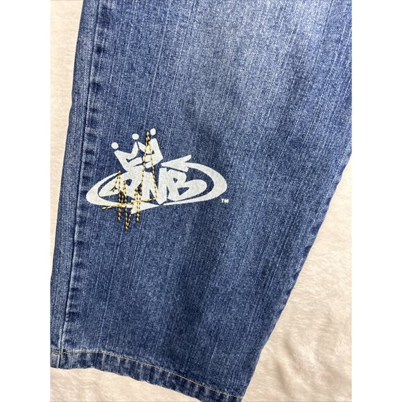 PNB NATION Jeans Men’s Size 38 X 34 Hip Hop Baggy Wide Leg Y2K VTG Blue - Picture 2 of 14